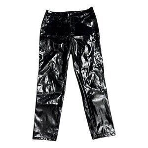 PRETTYLITTLETHING Faux Leather Shiny Causal Straight Pants Womens 31x30